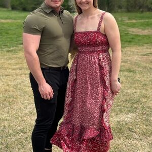 Free People Floral Red and Blue Dress